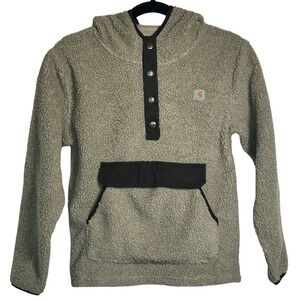 Carhartt Fleece Quarter Snap Hoodie Youth Size Medium Outdoor Rugged Hunt Camp